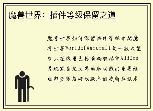 魔兽世界：插件等级保留之道